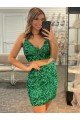 Cheap V-Neck Sleeveless Short Velvet Sequin Prom Cocktail Dress Sydney