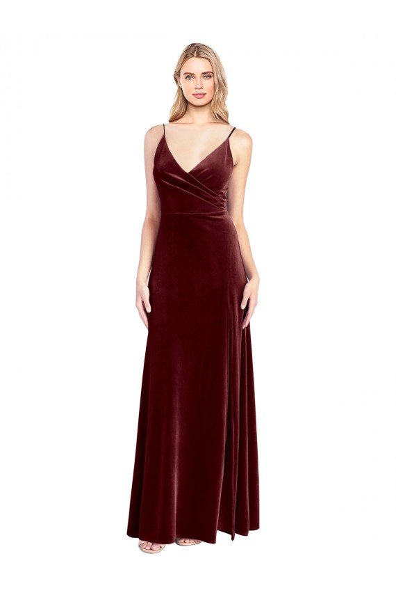 Cheap Faux Surplice Neckline Slim A-Line Long Velvet Bridesmaid Dress / Prom Dress Sydney