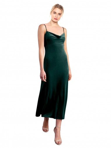 Cheap Midi Cocktail Length Cowl Neck Velvet Slip Bridesmaid Dress / Prom Dress Sydney