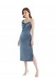 Cheap Midi Length Asymmetrical One Shoulder Velvet Slip Bridesmaid Dress / Prom Dress Sydney