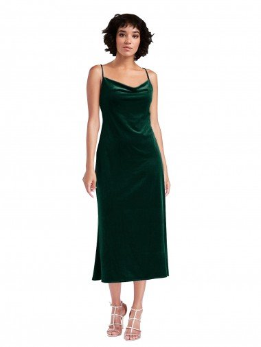 Cheap Midi Length Cowl Neck Formal Velvet Short Cocktail Slip Bridesmaid Dress / Prom Dress Sydney