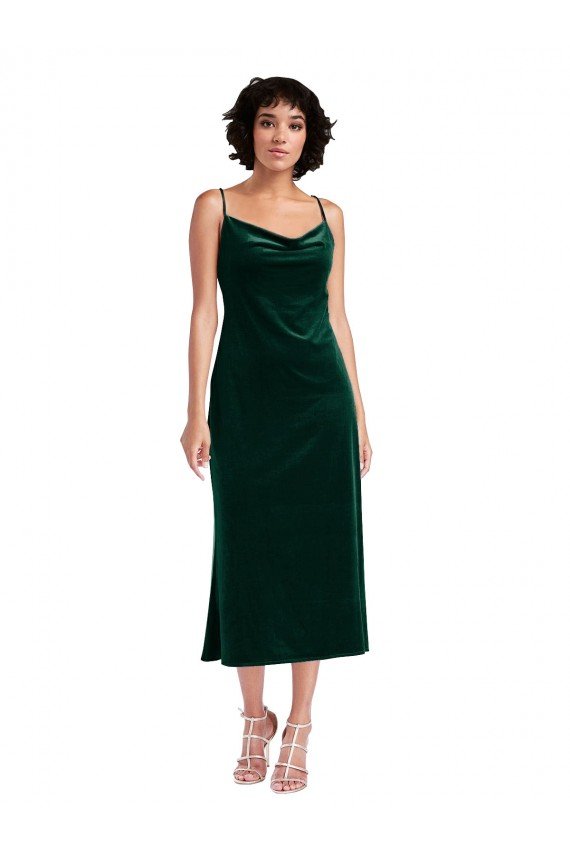 Cheap Midi Length Cowl Neck Formal Velvet Short Cocktail Slip Bridesmaid Dress / Prom Dress Sydney