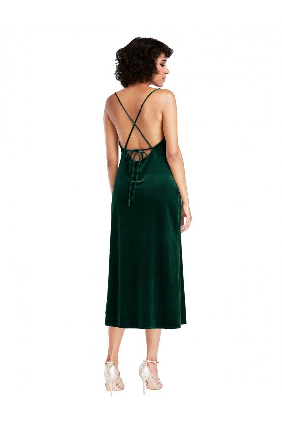 Cheap Midi Length Cowl Neck Formal Velvet Short Cocktail Slip Bridesmaid Dress / Prom Dress Sydney