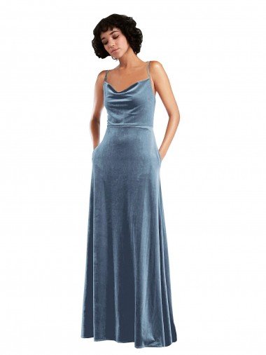 Cheap Sleek Cowl Neck Velvet Maxi Bridesmaid Dress / Prom Dress with Pockets Sydney