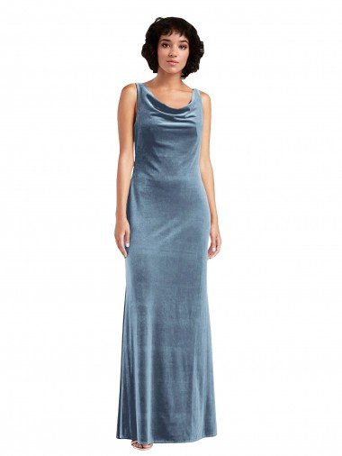 Cheap Floor Length Cowl Neck Long Stretch Velvet Maxi Bridesmaid Dress / Prom Dress Sydney