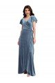 Cheap Flutter Sleeve Velvet Wrap Maxi Bridesmaid Dress / Prom Dress with Pockets Sydney