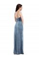Cheap Spaghetti Strap Formal Velvet Maxi Bridesmaid Dress / Prom Dress with Draped Skirt Sydney