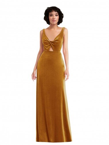 Cheap Twist Front Cutout Velvet Maxi Bridesmaid Dress / Prom Dress with Pockets Sydney
