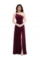 Cheap One Shoulder Spaghetti Strap Velvet Maxi Bridesmaid Dress / Prom Dress with Pockets Sydney