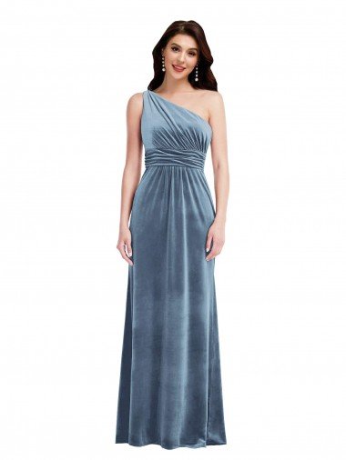 Cheap One Shoulder Draped Velvet Maxi Bridesmaid Dress / Prom Dress Sydney