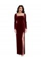 Cheap Sleek Square Neck Spaghetti Straps Velvet Bridesmaid Dress / Prom Dress with Side Slit Sydney