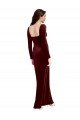 Cheap Sleek Square Neck Spaghetti Straps Velvet Bridesmaid Dress / Prom Dress with Side Slit Sydney
