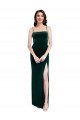 Cheap Straight Neckline Spaghetti Straps Long Velvet Bridesmaid Dress / Prom Dress with High Side Slit Sydney