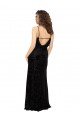 Cheap V-Neck Cowl Back Floral Velvet Bridesmaid Dress with Front Slit and Deep V-Neck Sydney