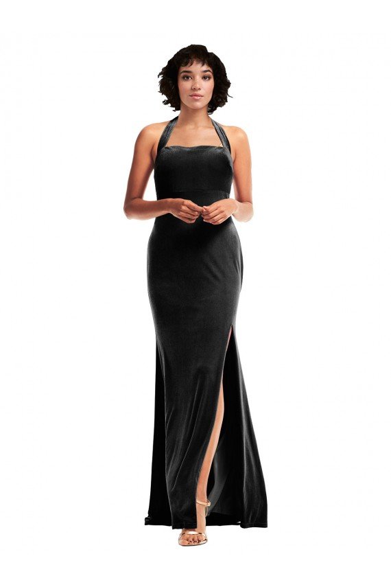 Cheap Empire Waist Formal Stretch Velvet Bridesmaid Dress / Prom Dress with Halter Strap Sydney
