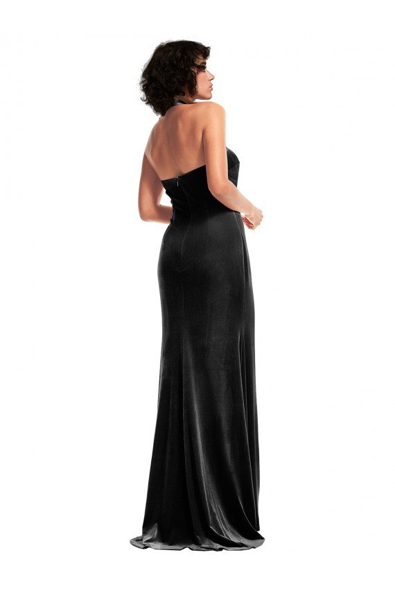 Cheap Empire Waist Formal Stretch Velvet Bridesmaid Dress / Prom Dress with Halter Strap Sydney