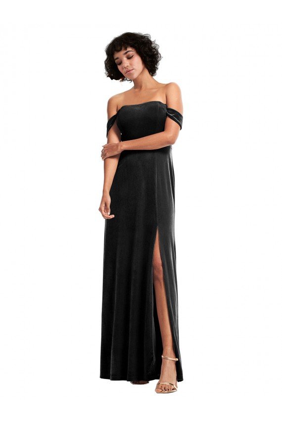 Cheap Off the Shoulder Drapped Sleeves Formal Stretch Velvet Bridesmaid Dress / Prom Dress Sydney