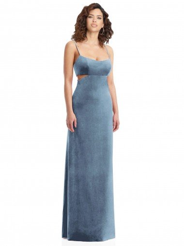 Cheap Spaghetti Strap Long Full Length Formal Velvet Maxi Bridesmaid Dress / Prom Dress Sydney