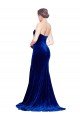 Cheap Strapless Ruched Formal Velvet Bridesmaid Dress / Prom Dress with Sweep Train and Front Slit Sydney