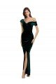 Cheap Long Asymmetric Neckline Ruched Formal Velvet Bridesmaid Dress / Prom Dress Sydney