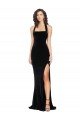 Cheap Halter Neck Wide Straps Long Velvet Bridesmaid Dress / Prom Dress with Side Split Sydney
